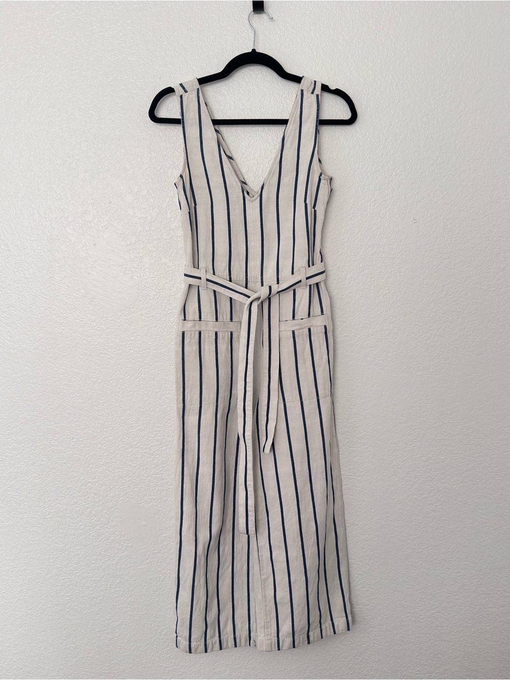 Madewell Striped V-Neck Wide Leg Jumpsuit Size Medium
